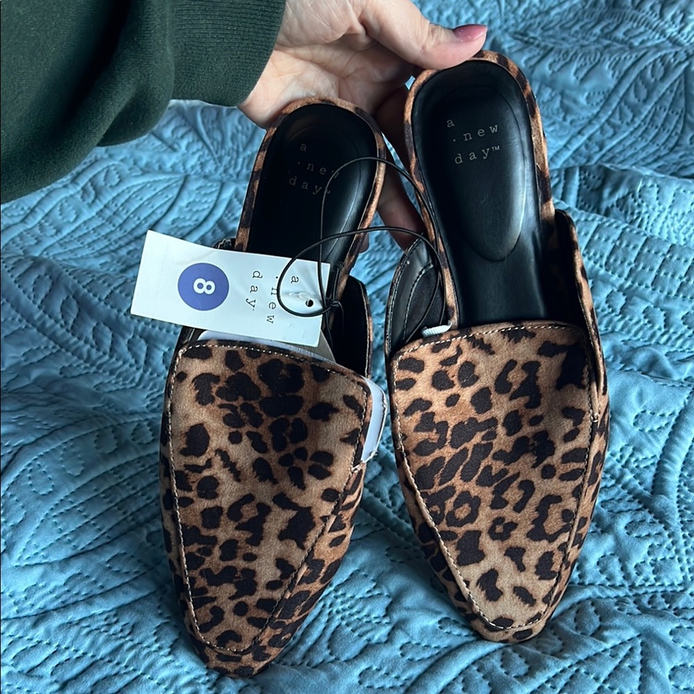 NWT A New Day Women's Leopard Print Mules